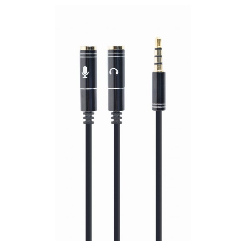 CABLU audio GEMBIRD Splitter stereo (1 x 3.5 mm jack T la 2 x 3.5 mm jack M), 20cm, negru "CCA-417M" (timbru verde 0.08 lei)