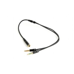 CABLU audio GEMBIRD Splitter stereo (2 x 3.5 mm jack T la 1 x 3.5 mm jack M), 20cm, metal, negru "CCA-418M" (timbru verde 0.18 l
