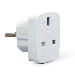 ADAPTOR UK GEMBIRD, Socket UK, conectare prin Schuko (T), 7.5 A, fara protectie, alb, "A-AC-UKEU-001" (timbru verde 0.18 lei)
