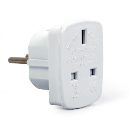 ADAPTOR UK GEMBIRD, Socket UK, conectare prin Schuko (T), 7.5 A, fara protectie, alb, "A-AC-UKEU-001" (timbru verde 0.18 lei)