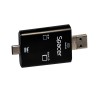 CARD READER extern SPACER, 3 in 1, interfata USB 2.0, USB Type C, Micro-USB, citeste/scrie: SD, micro SD; adaptor USB Type C la 