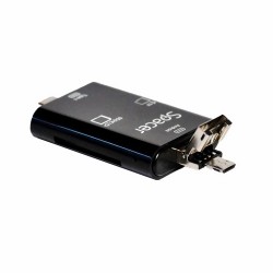 CARD READER extern SPACER, 3 in 1, interfata USB 2.0, USB Type C, Micro-USB, citeste/scrie: SD, micro SD; adaptor USB Type C la 