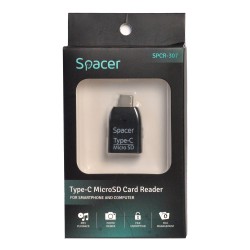 CARD READER extern SPACER, interfata USB Type C, citeste/scrie: micro SD; plastic, negru, "SPCR-307" (timbru verde 0.03 lei)