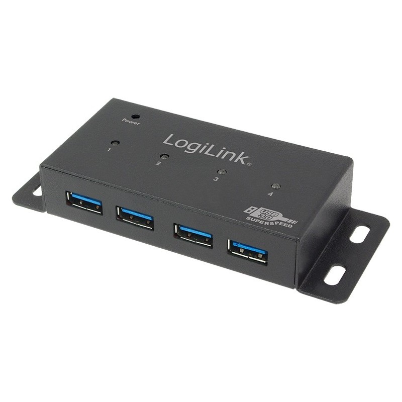 HUB extern LOGILINK, porturi USB: USB 3.0 x 4, conectare prin USB 3.0, alimentare retea 220 V, negru, "UA0149"  (timbru verde 0.
