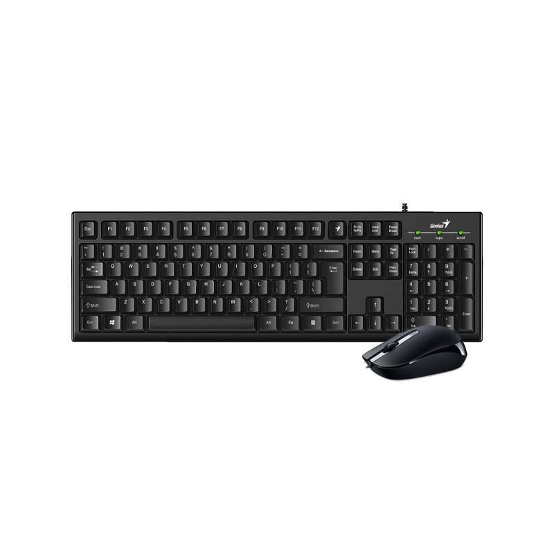 KIT wired GENIUS USB, tastatura 104 taste (concave) + mouse optic 1000dpi, 3 butoane, black, "KM-160" "31330001413"  (timbru ver