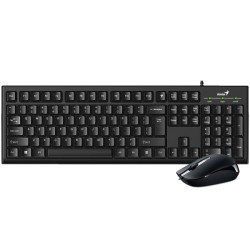 KIT wired GENIUS USB, tastatura 104 taste (concave) + mouse optic 1000dpi, 3 butoane, black, "KM-160" "31330001413"  (timbru ver