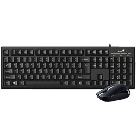 KIT wired GENIUS USB, tastatura 104 taste (concave) + mouse optic 1000dpi, 3 butoane, black, "KM-160" "31330001413"  (timbru ver