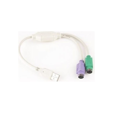 CABLU USB GEMBIRD splitter, USB 2.0 (T) la 2 x PS2 (T), 30cm, adaptor USB la mufe PS2 pt. tastatura si mouse, alb, "UAPS12" (tim
