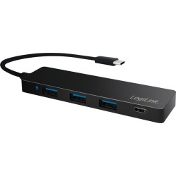 HUB extern LOGILINK, porturi USB: USB 3.0 x 3, USB 3.1 Type C, conectare prin USB 3.2 Type C, cablu 0.1 m, negru, "UA0311"  (tim