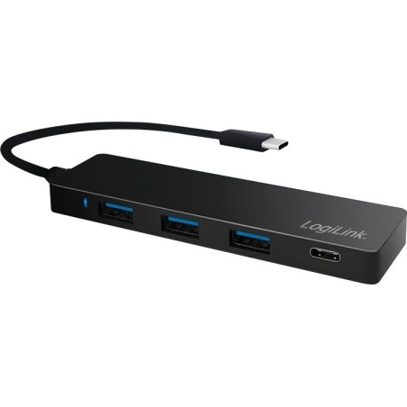 HUB extern LOGILINK, porturi USB: USB 3.0 x 3, USB 3.1 Type C, conectare prin USB 3.2 Type C, cablu 0.1 m, negru, "UA0311"  (tim