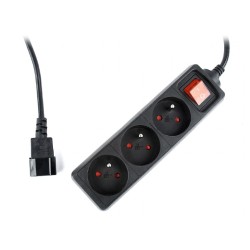 PRELUNGITOR GEMBIRD, Schuko x 3, conectare prin IEC C14 (T), cablu 0.6 m, 10 A, protectie copii, negru, "EG-PSU3F-01" (timbru ve