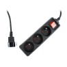 PRELUNGITOR GEMBIRD, Schuko x 3, conectare prin IEC C14 (T), cablu 0.6 m, 10 A, protectie copii, negru, "EG-PSU3F-01" (timbru ve