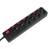 PRELUNGITOR LOGILINK, Schuko x 6, conectare prin Schuko (T), cablu 1.5 m, 16 A, protectie supratensiune, protectie copii, negru,
