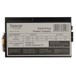 SURSA SPACER 550, 350W for 550 Desktop PC, PFC pasiv, fan 120mm, MB (20+4) x1, CPU (4+4) x1, PCI-E (6) x1, SATA x4, Molex x2, *r