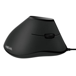 MOUSE Logilink, PC sau NB, cu fir, USB, optic, 1000 dpi, butoane/scroll 5/1, ergonomic, negru, "ID0158" (timbru verde 0.18 lei)