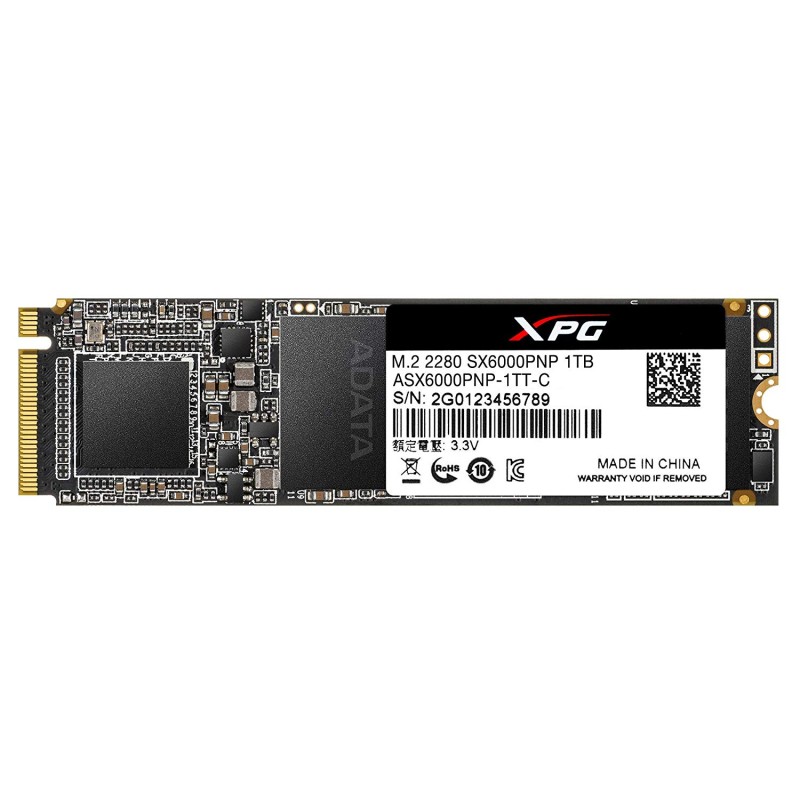 SSD ADATA, XPG SX6000 Pro, 1 TB, M.2, PCIe Gen3.0 x4, 3D TLC Nand, R/W: 2100/1500 MB/s, "ASX6000PNP-1TT-C"