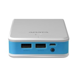 POWER BANK ADATA 20.100 mAh, USB 2.0 x 2, incarcare prin micro-USB, 5 V, 2.1 A, alb-albastru, "AP20100-5V-CWHBL" (timbru verde 0