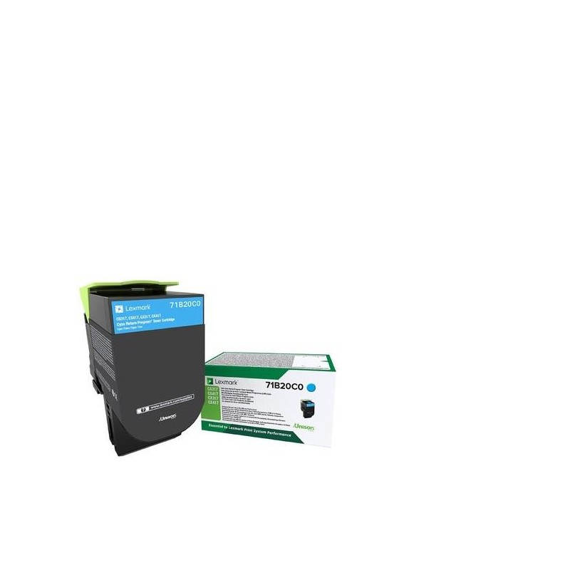 Toner Original Lexmark Cyan, 71B20C0, pentru CX317|CS317|CX417|CS417, 2.5K, (timbru verde 1.2 lei) , "71B20C0"
