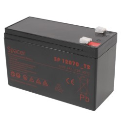 ACUMULATOR UPS SPACER 12V /  7Ah, dimensiuni: 151x66x96mm, inaltime+terminal: 102mm, terminal F2(T2), "SP-BAT-12V7AH" (timbru ve