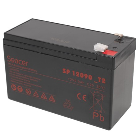 ACUMULATOR UPS SPACER 12V /  9Ah, dimensiuni: 151x66x96mm, inaltime+terminal: 102mm, terminal F2(T2), SP-BAT-12V9AH, "SP-BAT-12V
