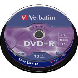 DVD+R VERBATIM  4.7GB, 120min, viteza 16x,  10 buc, Single Layer, spindle, "Matt Silver" "43498" 951763